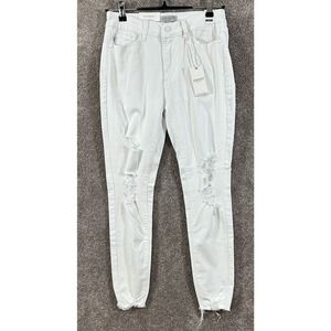Judy Blue Jeans Womens Junior 7/28 White Distressed Skinny Actual 28X27 Ankle
